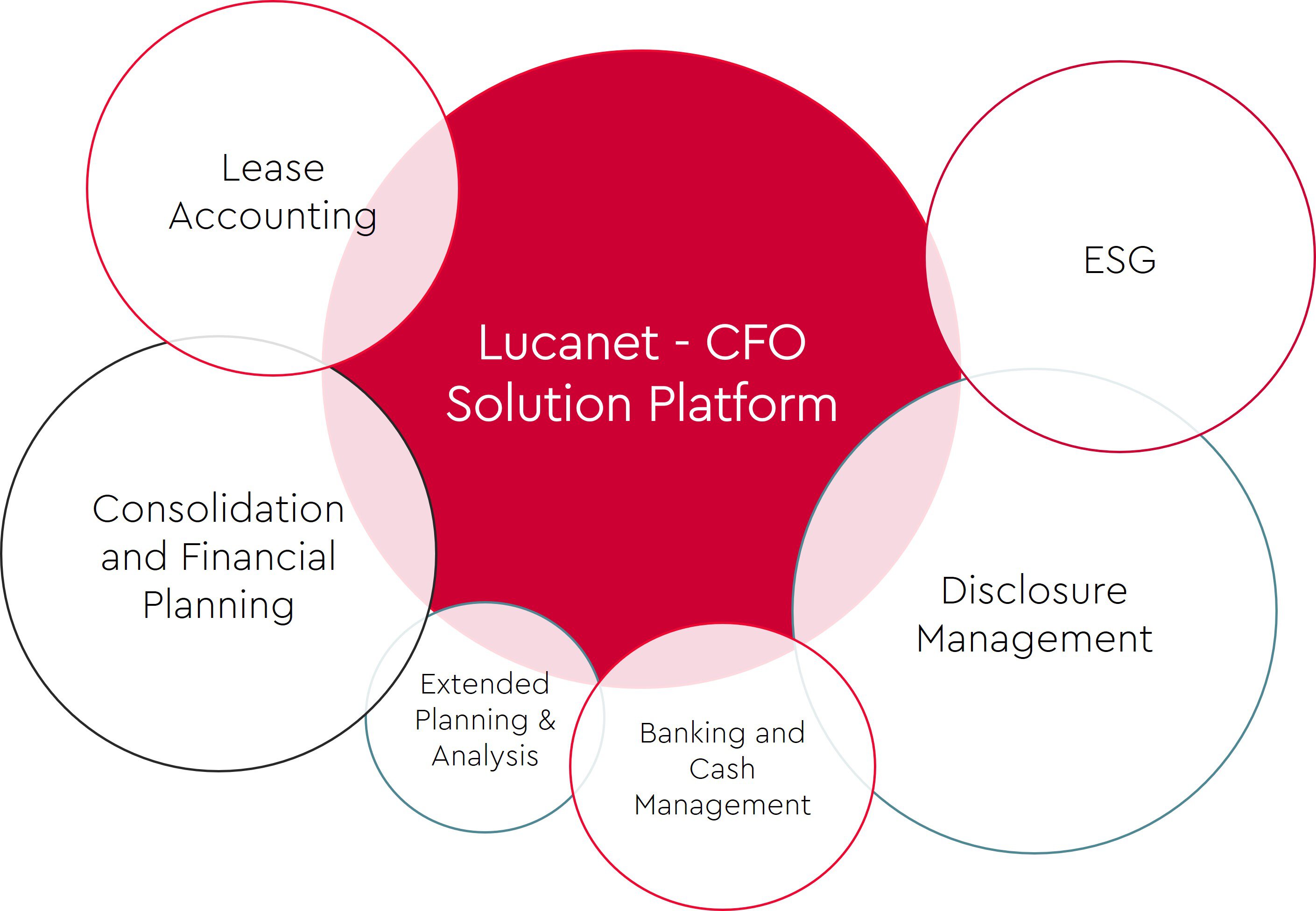 Lucanet bietet automatisierte Lösungen für Consolidation & Financial Planning, Disclosure Management, ESG Reporting, Lease Accounting sowie Banking & Cash Management.