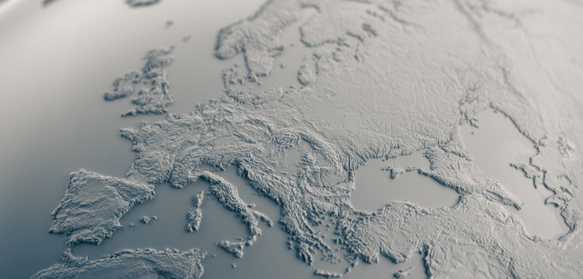 Karte von der EU und Russland aus der Vogelperspektive
